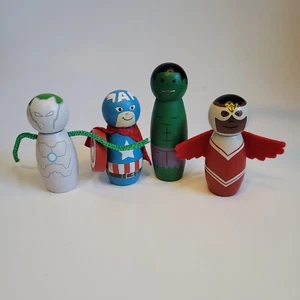 Super Hero Figures Pottery Barn DC Comics Wood Captain America See Descript - Picture 1 of 18