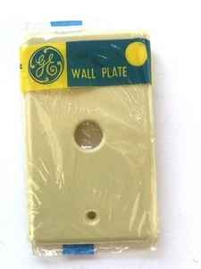 Placa de pared redonda con botón pulsador baquelita marfil GE de colección - Nueva de Lote Antiguo - Imagen 1 de 2