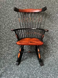 Antique Baby Doll Rocking Chair Comb Back Windsor Spindle Miniature Rocker - Picture 1 of 23