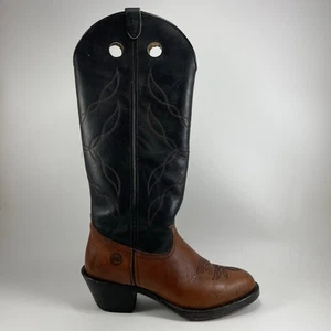 Double H Vintage Knee High Buckaroo Cowboy Boots Mens Size 9.5 EE Two Tone - Picture 1 of 10