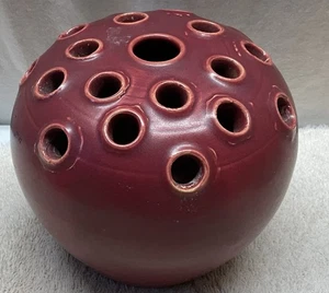 WJ Gordy hand made georgia pottery Maroon 5” X 6" vase called a Flower Frog - Picture 1 of 6