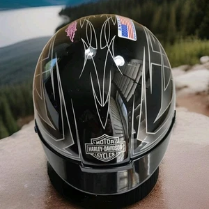 XL size Pre-owned Harley Davidson Motorcycle Helmet W/Artwork Decals - Picture 1 of 14
