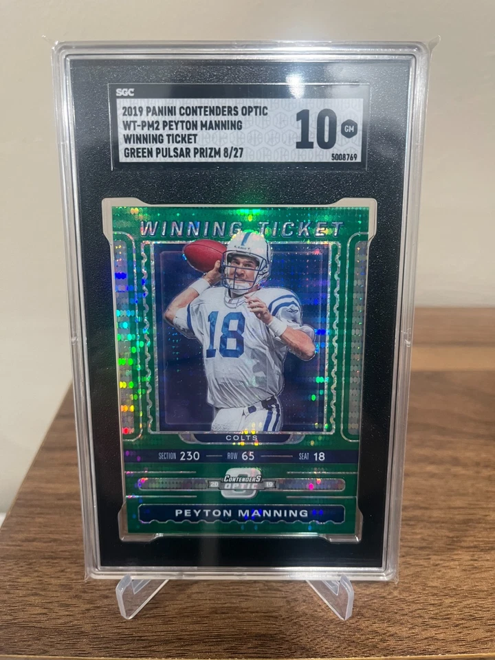 PEYTON MANNING 2019 OPTIC CONTENDERS GREEN PULSAR /27 SGC 10 - Image 1 of 2