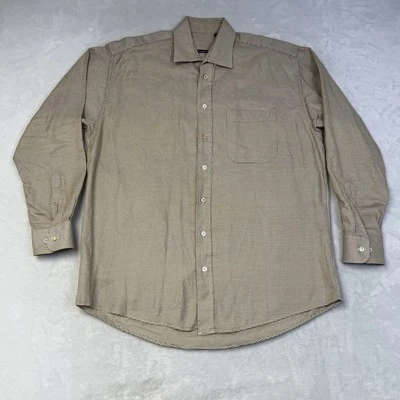 Burberry London Shirt Mens L Beige White Houndstooth Cotton Button Up USA Made - Image 1 of 4