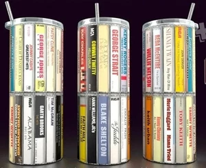 Taza de viaje vaso delgado clásico Country años 80 90 diseño cinta casete 20 oz - Imagen 1 de 2