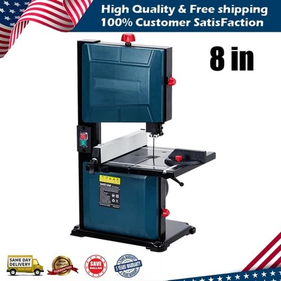 8-дюймовая настольная ленточная пила 3 А и 1800 об/мин с регулируемым лезвием с забором и торцовочным манометром - Изображение 1 из 4