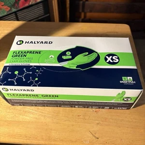 Halyard FLEXAPRENE* GREEN Exam Gloves 44792 - 1 BOX of 200 X-SMALL - Picture 1 of 3