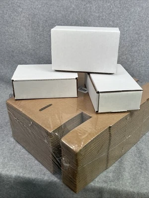50 Count -  6x4x2 Corrugated White Mailers Packing Boxes 6" x 4" x 2" - Image 1 of 4