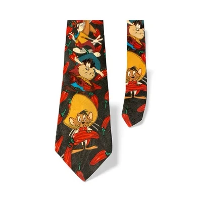 Corbata De Colección 1994 Looney Tunes Mania Chili Pepper Bugs Bunny Taz Lucas Rápido Foto 1 de 4