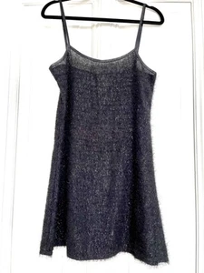 Black Glitter 90s Mini Slip Dress - Picture 1 of 4