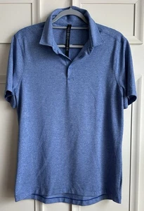 Lululemon Evolution Polo Mens Med Blue Performance Short Sleeve Shirt - Picture 1 of 7