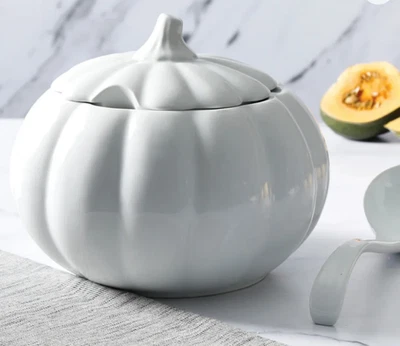 Pequeña puré de calabaza cubierta Martha Stewart ~ cerámica blanca nueva y en caja Foto 1 de 3