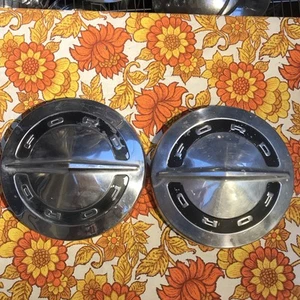 FORD GALAXIE FAIRLANE LTD POLICE PICKUP HUBCAPS WHEEL COVERS CENTER CAPS Pair 2 - Picture 1 of 7