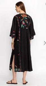 Johnny Was Large Averi Linen Kimono Dress Black Embroidered $328 - Picture 1 of 2
