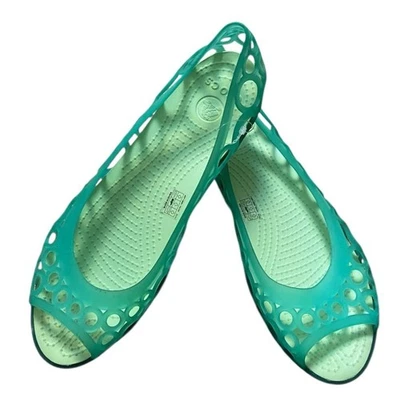 Crocs Adrina peep toe jell slip on crocs light green women 8 - Image 1 of 4