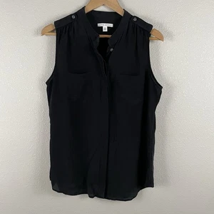 Banana Republic Womens 14 Washed Black 100% Silk Hidden Placket Sleeveless Top - Picture 1 of 5