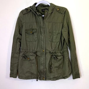 New Look Army Green Utility Jacke mit Kapuze Damen M Baumwolle - Bild 1 von 8