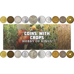 10 Different Coins with Crops | Wheat, Olives, Rice, Maize, Grapes And More - Picture 1 of 4