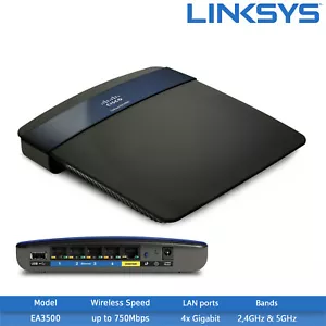 New Linksys EA3500 N750 Dual-Band Wi-Fi Router - 2.4GHz 5GHz, 1x USB 2.0 - Picture 1 of 3
