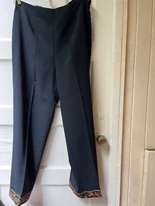 Vintage 90s  Size 14 Clio black boho Indian floral embroidered leg capri pants - Picture 1 of 7