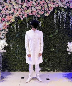 Mongas Ivory Sherwani with Trouser Medium - Asain Indian Pakistani Wedding Party - Picture 1 of 3