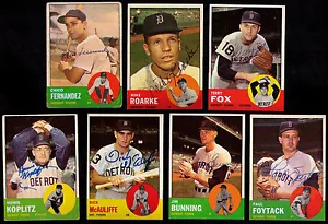 1963 Topps Detroit Tigers 7 DIFF SIGNED Jim Bunning Fernandez Koplitz McAuliffe - Picture 1 of 2