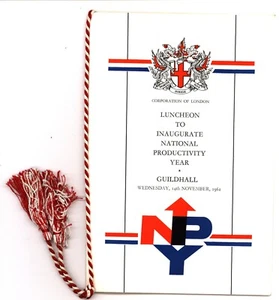 1962, AÑO NACIONAL DE PRODUCTIVIDAD, programa de menú de recuerdos Tuck pub - Imagen 1 de 5
