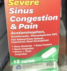ValuRx Severe Sinus Congestion & Pain-Day Time Non-Drowsy 12 Caplets-See Below - Picture 1 of 1