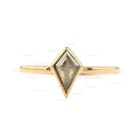 Kite Cut Natural Rough Salt And Pepper Diamond Ring in 14K Solid Gold Jewelry