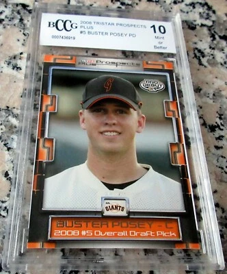 Tarjeta de novato debut Buster Posey 2008 TriStar Pro RC BGS BCCG 10 3xChamps LO ÚLTIMO $$$ Foto 1 de 2