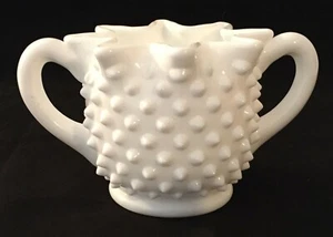 Vintage Fenton Hobnail Milk Glass Star-Shaped 2-Handled Bowl - Picture 1 of 3