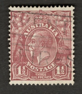 1936 Australia Sc #115 - Three Half Pence KGV, Kangaroo & Emu - Used stamp Cv$15 - Picture 1 of 1
