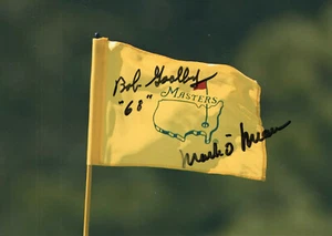 MARK O'MEARA+BOB GOALBY SIGNED 5x7 COLOR PHOTO OF GOLF MASTERS FLAG PHOTO+COA - Picture 1 of 1