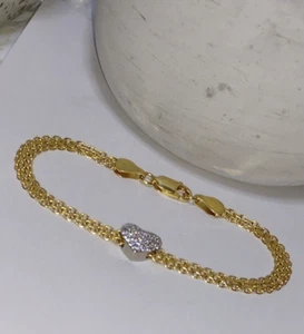 Pulsera de malla corazón brillante color oro plata esterlina 925 para mujer 7,25 pulgadas - Imagen 1 de 14