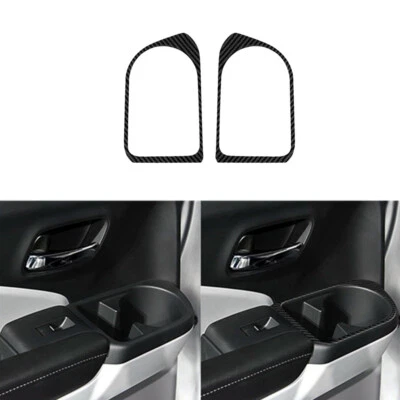 2X Borde de marco de portavasos de puerta trasera de fibra de carbono para Honda Ridgeline 2017-2020 Foto 1 de 4