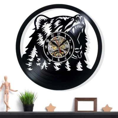 Reloj de Pared Vinilo Oso - Decoración Retro - Acento Hogar Único - Regalo Perfecto Foto 1 de 4