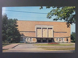 Tarjeta postal a color vintage Warren Ohio OH WD Packard Music Hall Kenley Players años 50 - Imagen 1 de 2