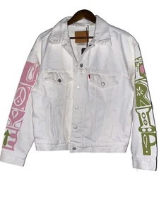 Levis"90s Crazy Legs Groovy Trucker Jacket Light White Summer of Love M NEW - Picture 1 of 10