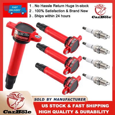 4X Ignition Coils + 4X Spark Plugs Fits 2007-2017 Jeep Patriot Compass 2.4L 2.0L - Image 1 of 4