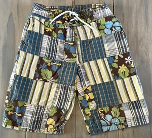 2008 GYMBOREE OUTLET BOYS Global Surf Plaid Stripe Patchwork Long Shorts 5 Yrs - Picture 1 of 3