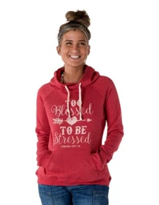 Cowgirl Tuff Western Sweatshirt Womens Too Blessed Print Red SIG2034 - Picture 1 of 1