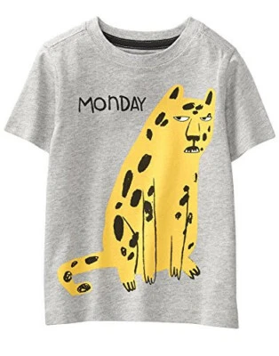 Camiseta gráfica divertida manga corta Gymboree para niños pequeños, gris jaspeado lunes, 5T Foto 1 de 4