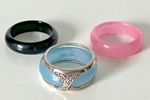 Interchangeable Gemstones Sterling Silver 925 Band Ring Vintage - Picture 1 of 8