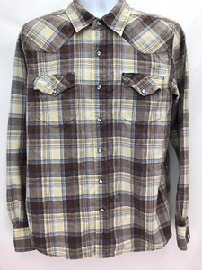 Southern Thread Mens Medium Faded Worn Distressed Look Snap Button Western Shirt - Picture 1 of 10