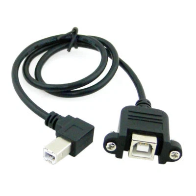 USB B Type 90 Degree Left & Right Angled Male to Female Extension Printer Cable - Image 1 of 4