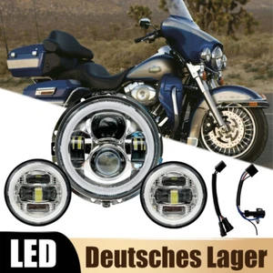 Faros LED de 7 pulgadas 4,5" luz antiniebla a juego kit de lámparas para Harley Davidson - Imagen 1 de 12
