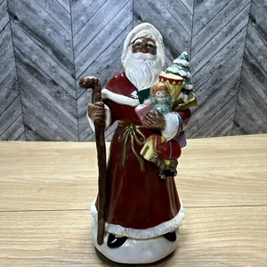 1994 Geo Z Lefton China handbemalte rotierende musikalische afrikanische schwarze Weihnachtsmannfigur - Bild 1 von 5