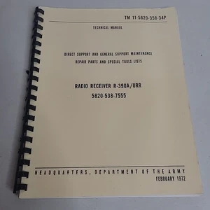1972 TM 11-5820-358-34P RADIO RECEIVER R-390A/URR Parts Tools List Manual Army - Picture 1 of 5