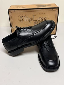 SlipLess Leather Upper SL Shoes Mens 9.5 Black Professional Slip Resistant - Picture 1 of 15