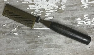 Antigua plancha de pelo de latón peine caliente mango de madera herramienta de belleza 9" vintage - Imagen 1 de 4